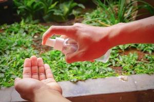 washing hands under the water tap. Hygiene concept hand detail. Pro photo