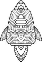 Cute and funny coloring page of a rocket vector