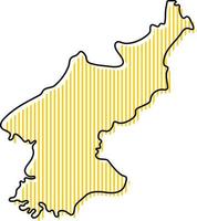 Stylized simple outline map of North Korea icon. vector