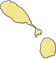 mapa de contorno simple estilizado del icono de saint kitts y nevis. vector