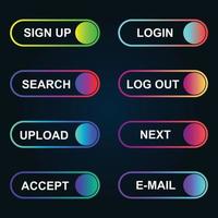 Set of modern material style buttons for website, mobile app and infographic template Different gradient colors illustration graphic and web design. vector