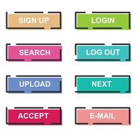 Set of modern material style buttons for website, mobile app and infographic template Different gradient colors illustration graphic and web design. vector