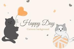 cute cats cartoon template background vector