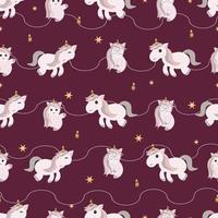 seamless pattern with cute unicorn in pastel color vector