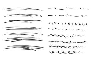 Handmade of underline strokes in marker brush doodle style template color editable. Various Shapes vector sign isolated on white background illustration for graphic and web design.