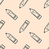 Seamless monochrome pencil  in doodle style pattern vector