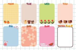 collection of weekly and daily planner sticker, notes, to do list, with lettering and cute icon. template for agenda, check list, stationery vector