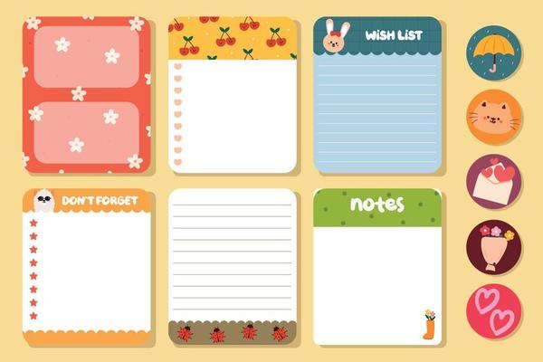 Diary Stickers Daily Planner Note Paper Stock Vector (Royalty Free)  1544655647