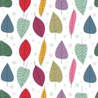 seamless pattern colorful leaf with circle ornament, vector