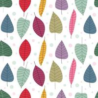 seamless pattern colorful leaf with circle ornament, vector