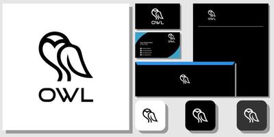 owl bird smart hunter carnivore animal wings with brand identity template vector