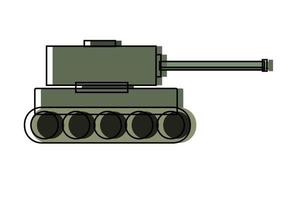 tanque militar de color verdoso. ilustración de tanque militar en guerra. icono de vector de tanque militar. tanque aislado sobre fondo blanco.