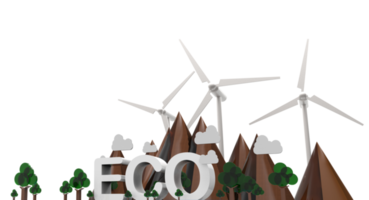 paysage éco-naturel, énergie renouvelable. illustration 3d png
