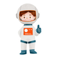 Astronaut characters in outer space suit watercolor png