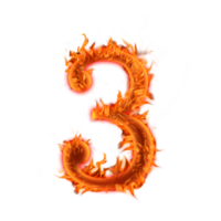 3, design de ícone de letras de fogo número três