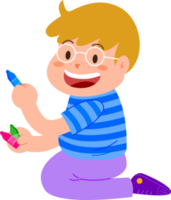 Kids cartoon character , Reading and drawing png