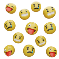 3d ilustração amarela faces.expressões e emoções png