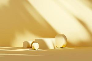 3D rendering Mock up geometric shape podium for product design, minimal display. shadow overlay. photo
