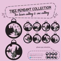 tree pendant collection for laser cutting vector