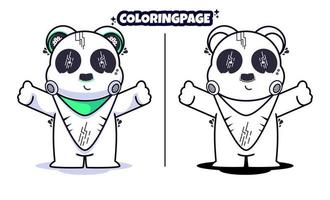 robot panda saluda páginas para colorear aptas para niños vector