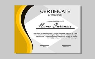 certificate design in yellow modern style vector