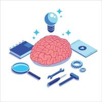 isometric brain idea vector illustration