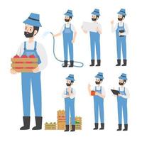 Farmer character design presenting concept vector