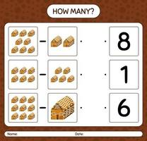 How many counting game with gingerbread cookie. worksheet for preschool kids, kids activity sheet vector