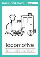 Trace and Color worksheets with the vehicle vector