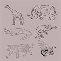 animal design illustration for coloring book vector