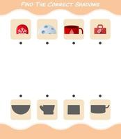 Find the correct shadows of cartoon christmas. Searching and Matching game. Educational game for pre shool years kids and toddlers vector