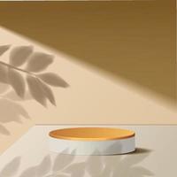 Abstract minimal scene. podium with leaves in clean background for product presentation displays. vector