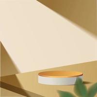 Abstract minimal scene. podium with leaves in clean background for product presentation displays. vector