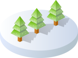 Winter snowy Christmas  icon nature trees forest landscape. Isometric tree design icon png