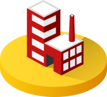 isometrisk 3d-ikon stadsbyggnader för infografisk konceptuppsättning som inkluderar hus, kontor hem butiksbutiker, stormarknader och industriella element png