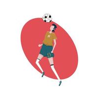 ilustración de un jugador de fútbol dirigiendo una pelota con la cabeza adecuada para diseños deportivos o de fútbol vector