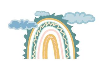 Cute rainbow in boho style for decorating the childrens room vector