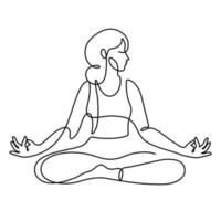 mujer en pose de loto yoga vector