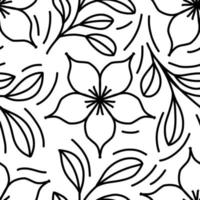 fondo transparente de patrón floral monoline vector