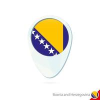 Bosnia and Herzegovina flag location map pin icon on white background. vector