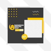 ramadan Social media pack. Business presentation template. Set of modern square blog posts Editable simple info banner, trendy book cover idea. Minimal. For app, web mail digital display style. vector