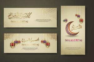Al-Isra wal Mi'raj Prophet Muhammad calligraphy set banner template