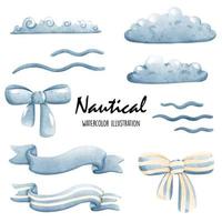 Watercolor nautical, ocean. Vector illustration