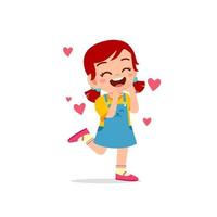 cute little kid girl feeling loved expression gesture vector