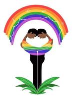 Pride Month Poster. Two guys hugging each other vector