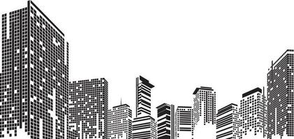 Cityscape on white background, Building perspective, Modern building in the city skyline, city silhouette, city skyscrapers, Business center vector