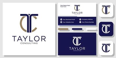 Taylor Consulting initials capital bold clean simple with business card template vector