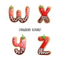 Strawberry alphabet. Vector illustration