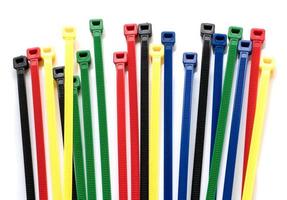 Cable ties isolated on white background.Colorful cable tie isolated photo