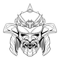 Samurai illuatration head art line vector